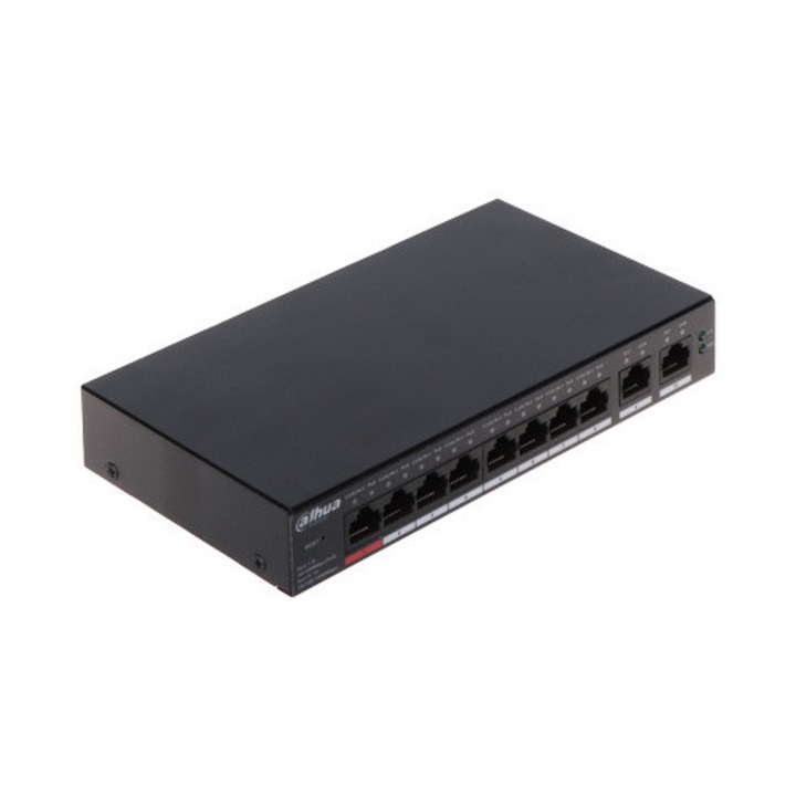 DAHUA CS4010-8ET-110 menedzselhető switch, 8 db LAN PoE port, 2 db Uplink port, 110W, 10/100/1000 Mbps