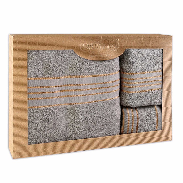 Set prosoape Darymex, 100% bumbac, 30x50cm + 50x90cm + 70x140cm, culoare gri