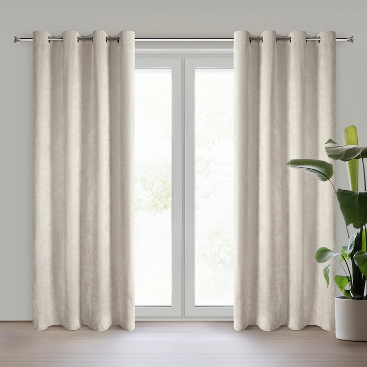 NILO függöny 140x250cm, bézs, zsenília, 1 darabos készlet