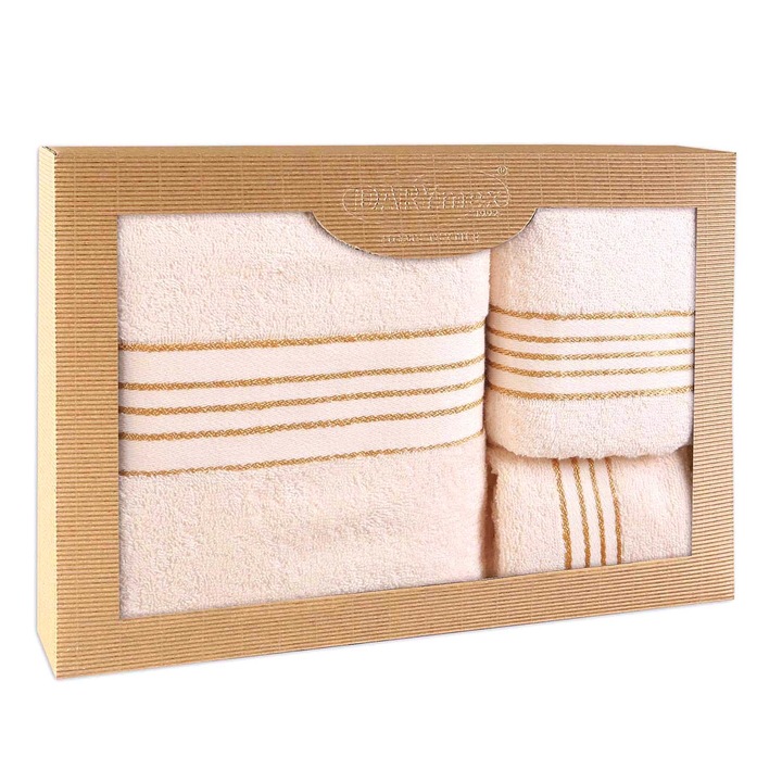 Set prosoape Darymex, 100% bumbac, 30x50cm + 50x90cm + 70x140cm, crem