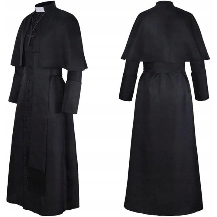 Potcap Preot Costum preot, negru si rosu, marimea S, set cu sutana si brau - eMAG.ro