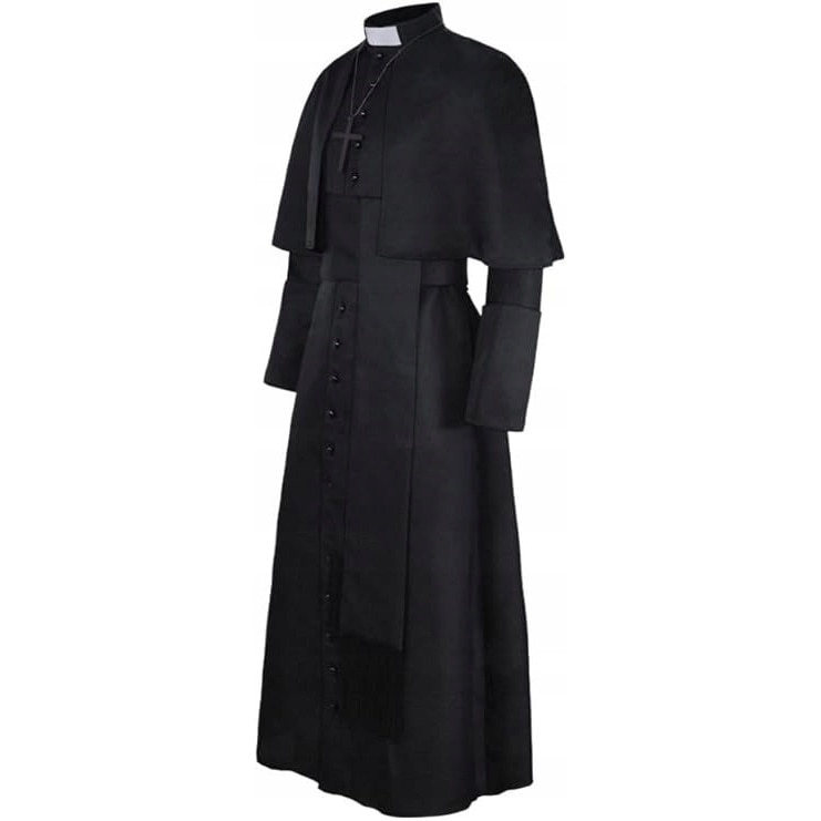 Potcap Preot Costum preot, negru si rosu, marimea S, set cu sutana si brau - eMAG.ro
