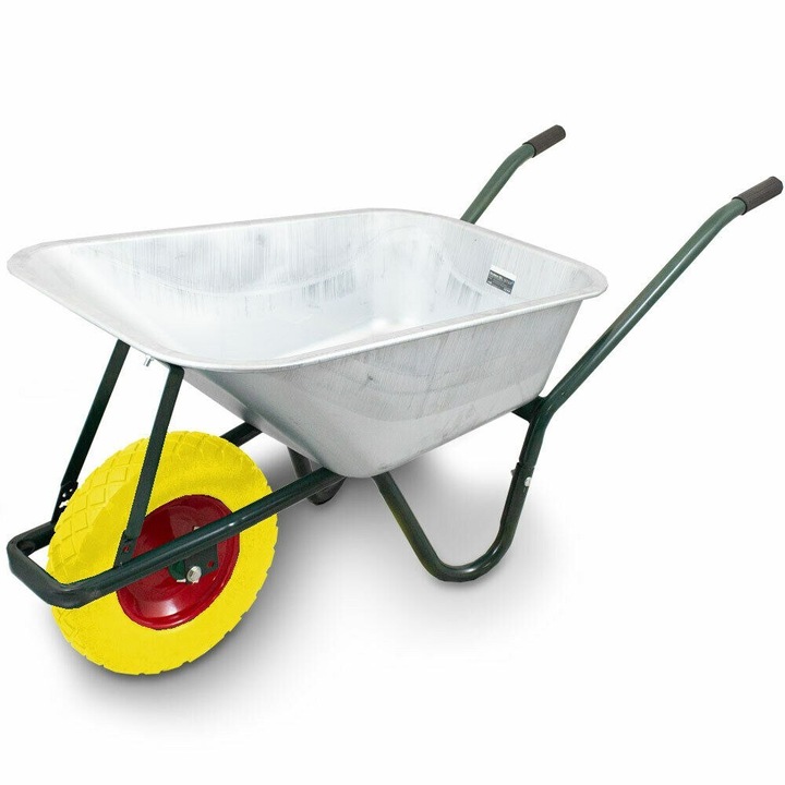 Tarca de constructie 100L, 250kg, otel zincat, roata PU, rezistenta