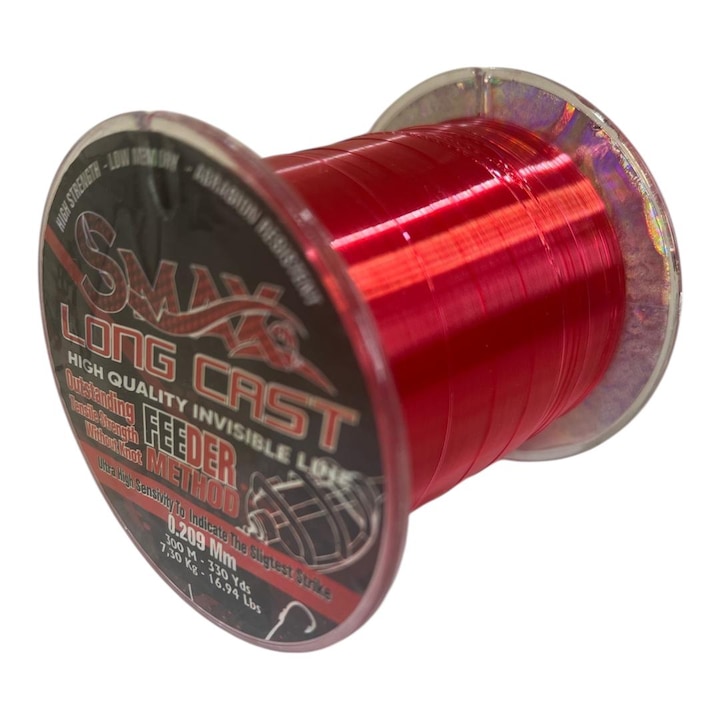 Fir monofilament Smax Method Feeder Long Cast Red, 0.25mm, 7.3kg, 300m, rosu, lansari lungi, pescuit feeder