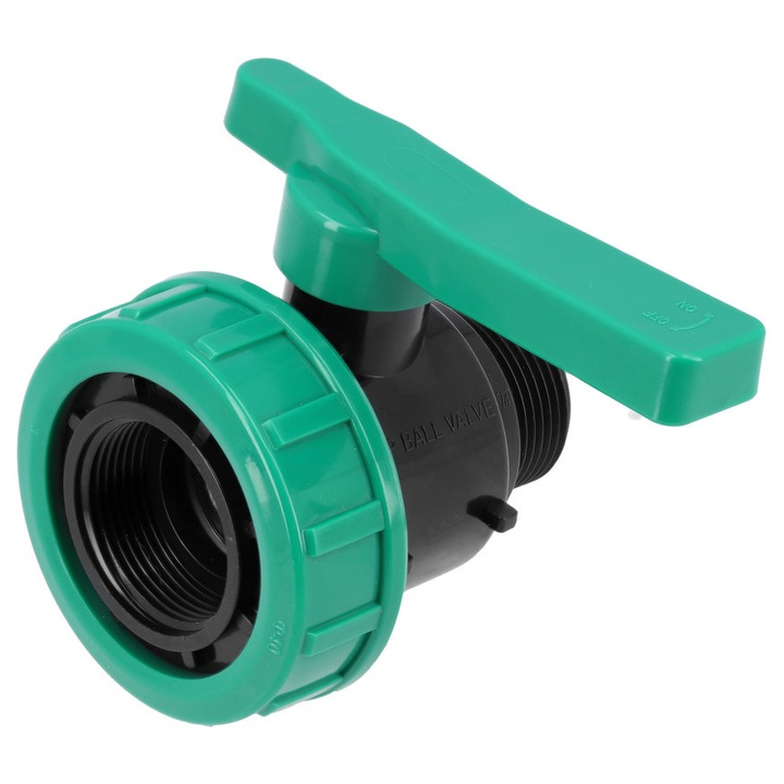 Flo golyóscsap 1/4"-tól 1/4"-ig, polipropilén, kiváló hidraulikus tömítés, UV-álló