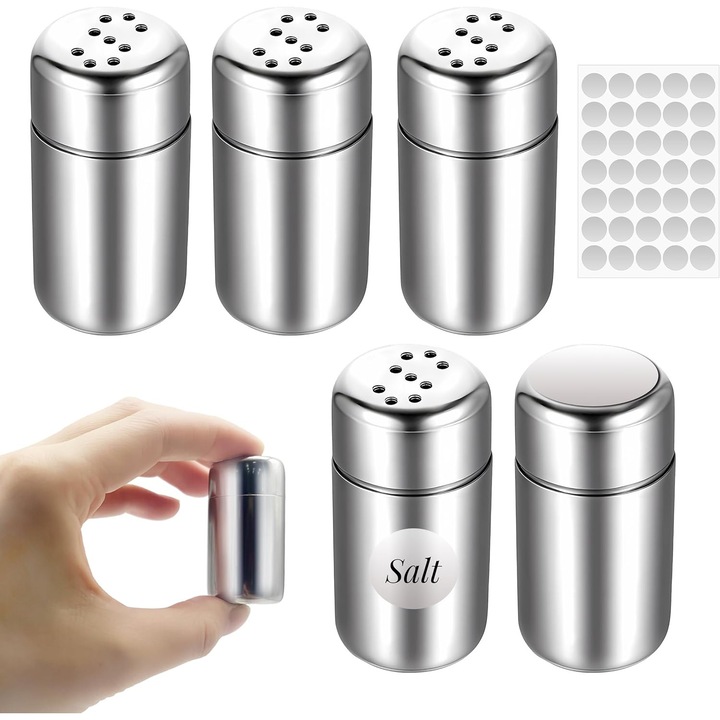 Set 5 Mini Sarariere Inox, Portabile, 46x25mm, cu Etichete