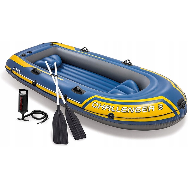 Ambarcatiune Intex 68370, 295x137x43cm, 3 persoane, 320kg, cu 2 vasle si pompa