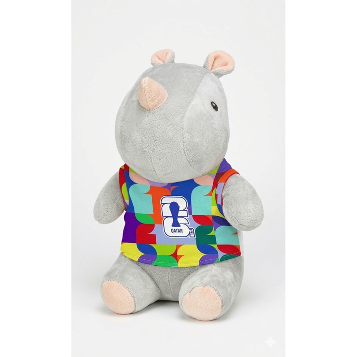 Jucărie de plus Trixie, Rhino Raymond, ediție specială FIFA 2026, gri, 27cm