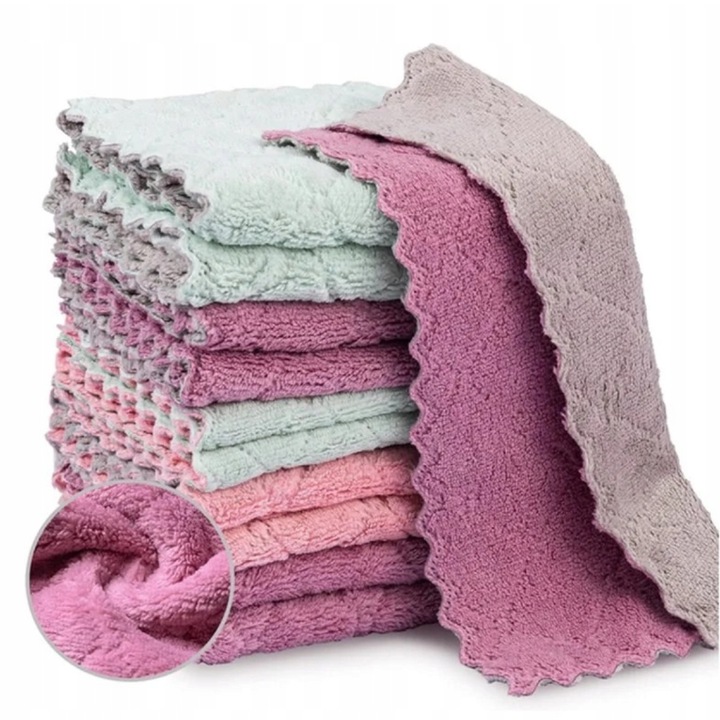 Set 10 lavete din microfibra, Zola, uscare rapida, 23 x 23 cm, mov