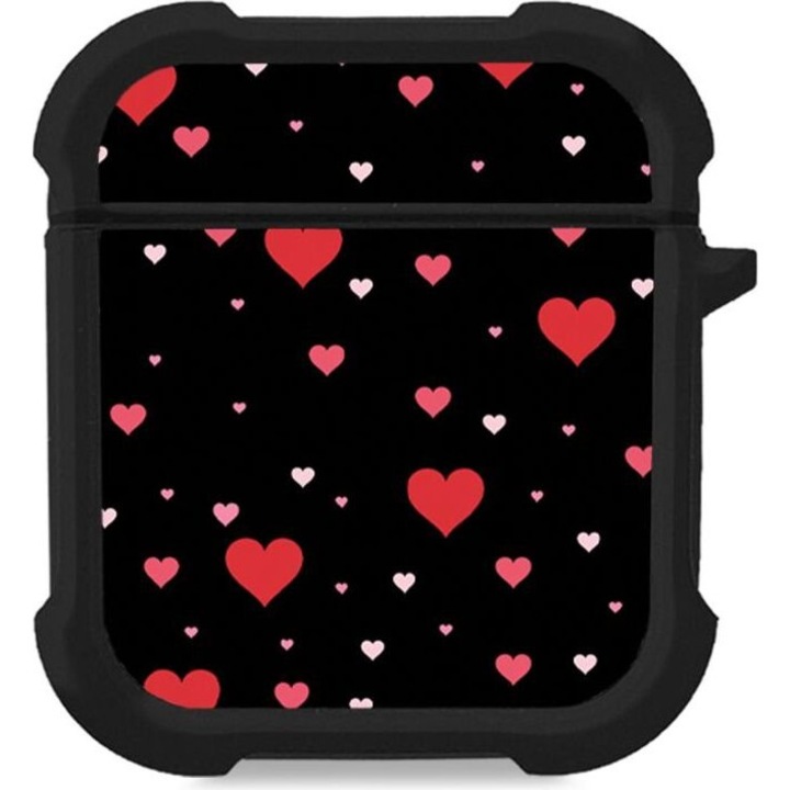 Carcasa Sonique Heart Series pentru AirPods 1/2, silicon, protectie impotriva socurilor, negru