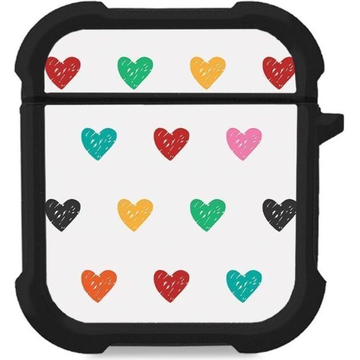 Carcasa Sonique Heart Series pentru AirPods 1/2, silicon, alb, protectie impotriva caderilor si zgarieturilor