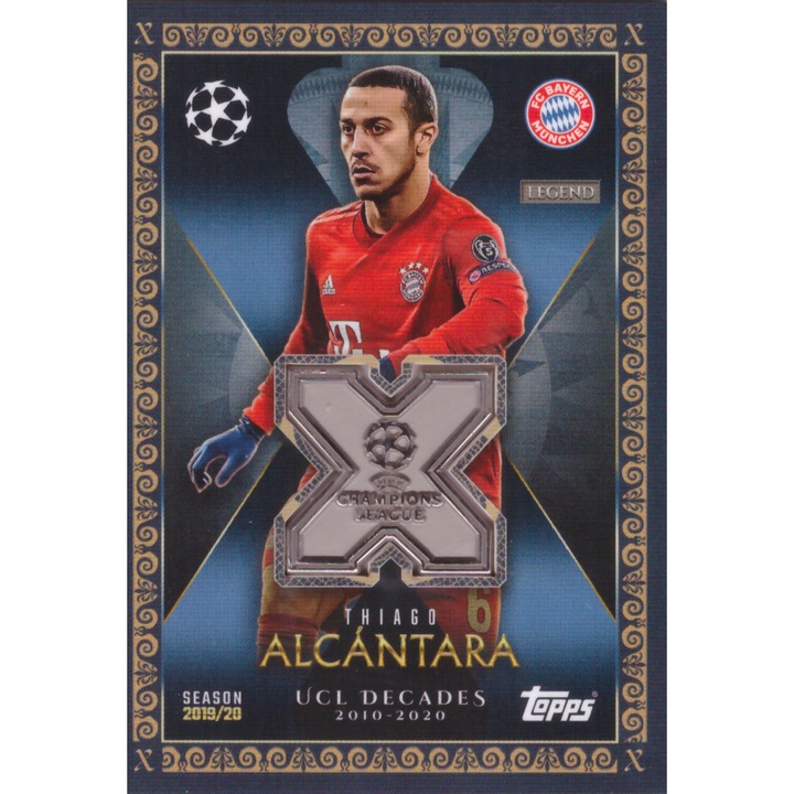 Card colectibil Thiago Alcantara, FC Bayern Munchen, Relic UCL Decades, 8.5cm