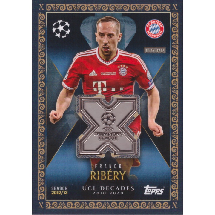 Card Franck Ribery, FC Bayern Munchen, Relic UCL Decades, 8.5cm, Topps