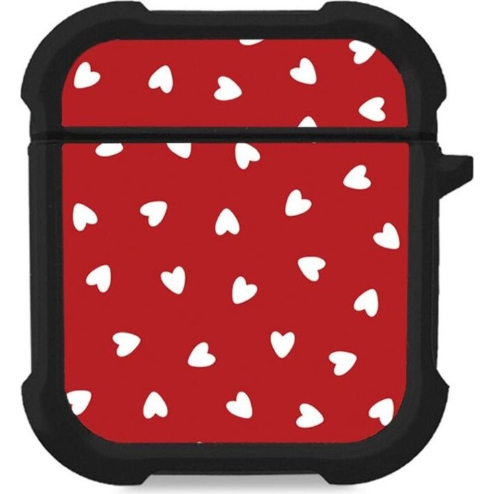Husa Sonique Theke Silikone Heart Series pentru AirPods, rosu, protectie impotriva caderilor si zgarieturilor