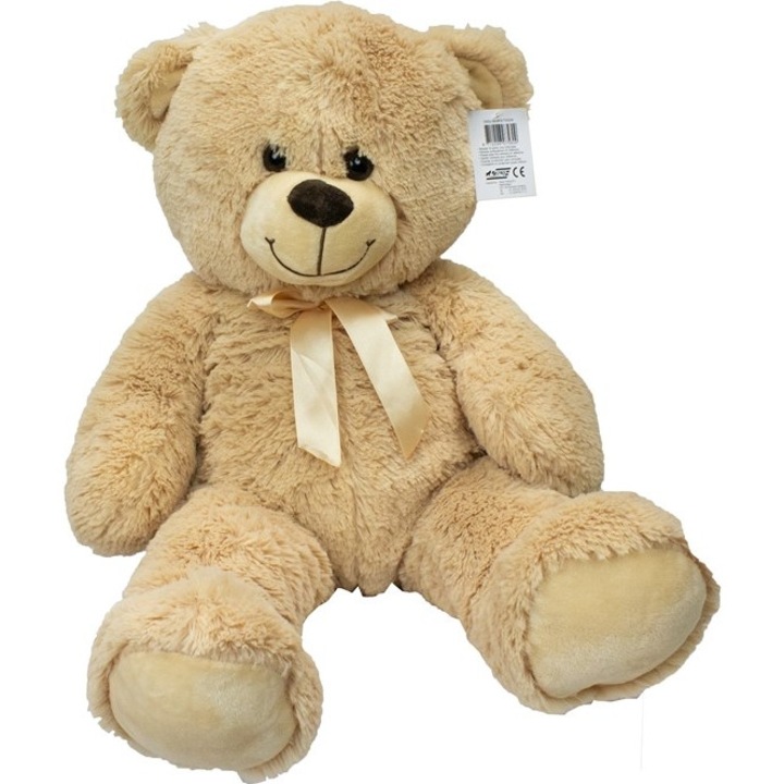 Urs de plus gigant 62 cm cremos cu funda eleganta din satin