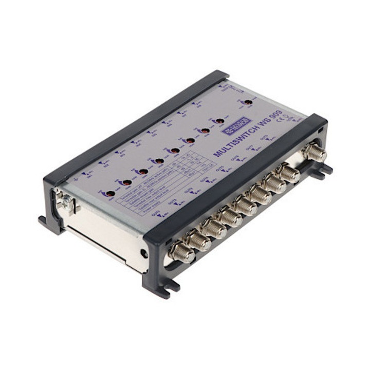 Multiswitch erősítő WS-909, TELMOR, 9 bemenet, 9 kimenet, 20-30 dBi, 950x2150 MHz