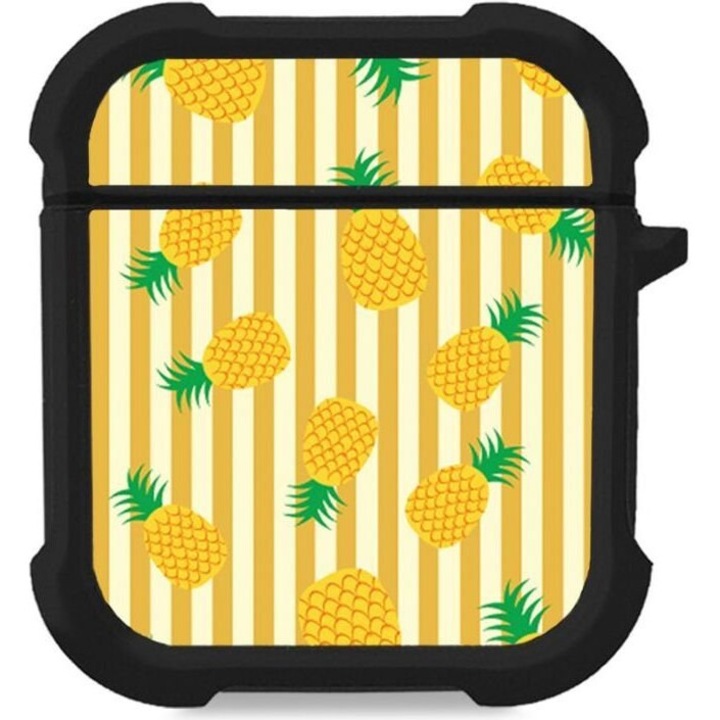 Carcasa Sonique Fruit Series pentru AirPods 1/2, ananas, silicon, protectie antisoc