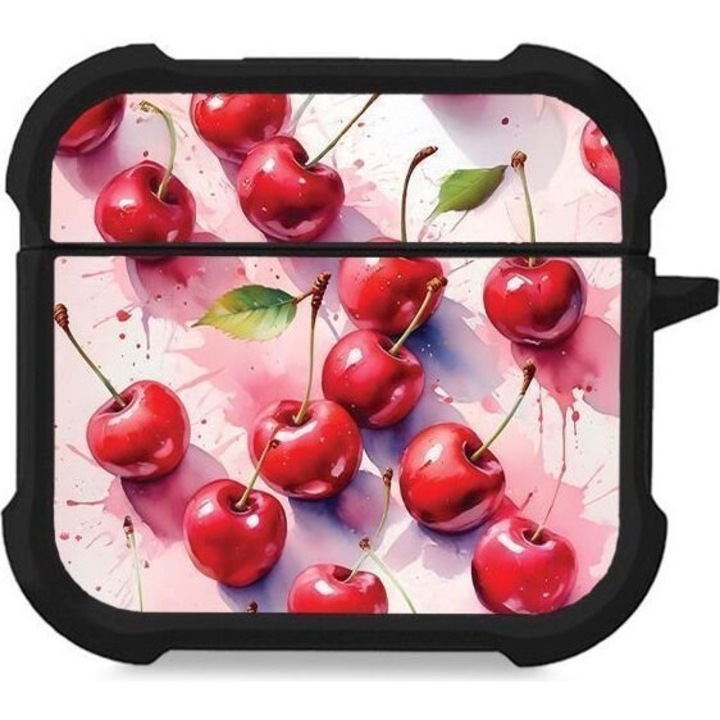 Husa Sonique Fruit Series pentru AirPods 4, silicon, protectie antisoc, design fructe, rosu