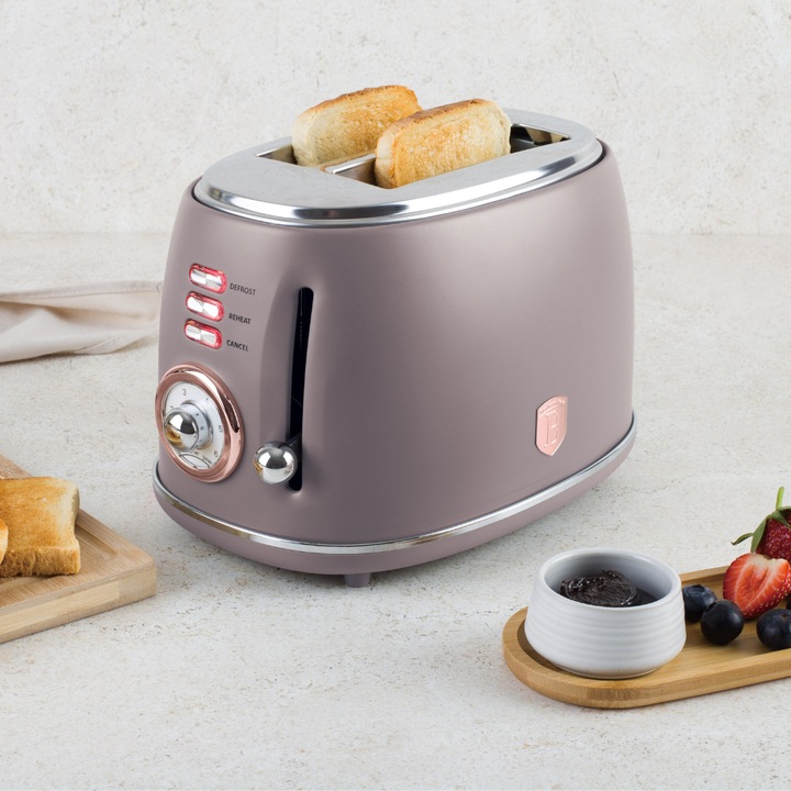 Prajitor de paine Berlinger Haus Taupe 850W, 6 niveluri, culoare taupe mat, compact