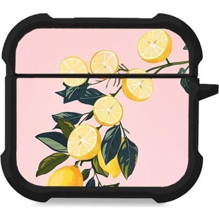 Carcasa Sonique Fruit Series pentru AirPods 4, silicon, protectie antisoc, galben