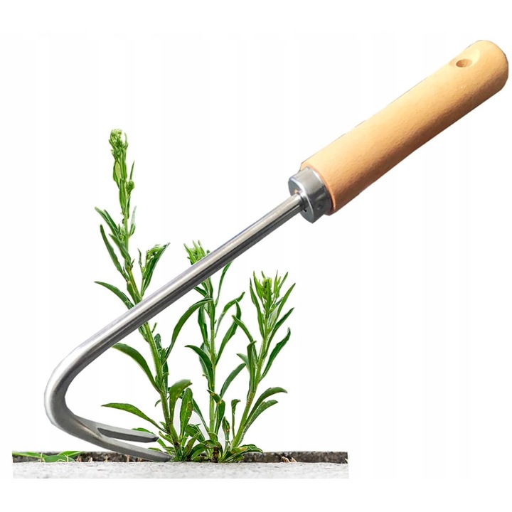 Kézi szerszám gyomeltávolításhoz, rozsdamentes acél, ergonomikus kialakítás, fa fogantyú, 30x5cm