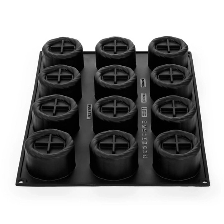 Forma din silicon pentru monoportii Pavoni Panier, 12 cavitati, negru, 74x45mm