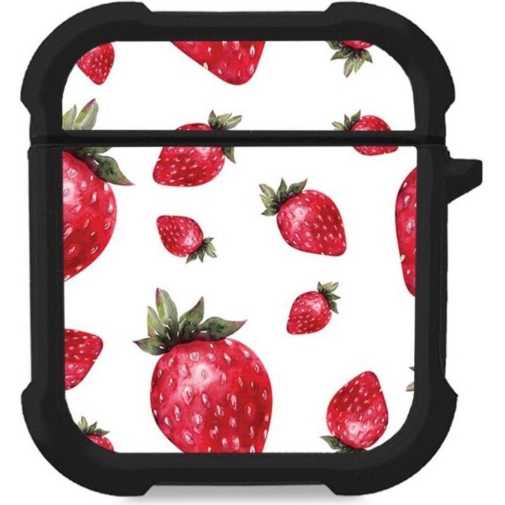 Husa Sonique Fruit Series pentru AirPods 1/2, silicon, protectie antisoc, design fructe, roz
