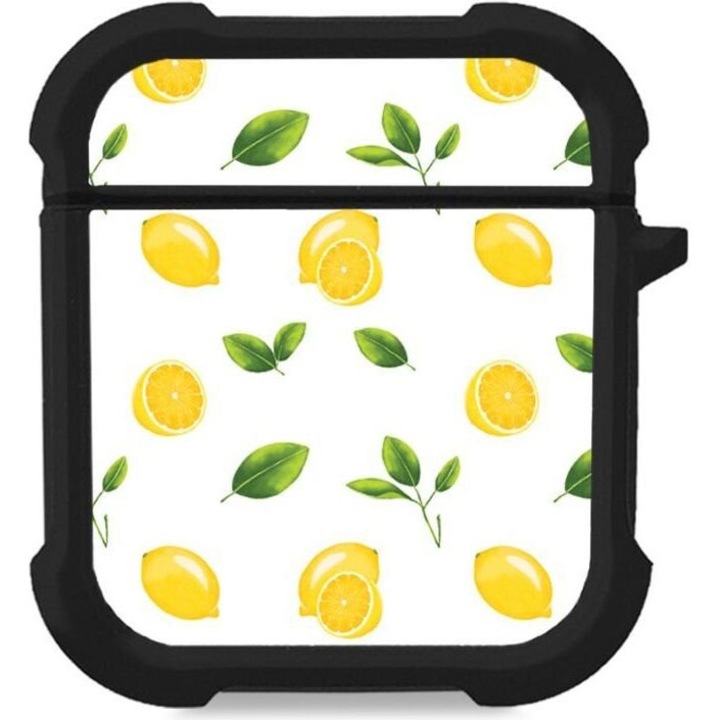 Carcasa Sonique Fruit Series pentru AirPods 1/2, silicon, protectie antisoc, galben, set