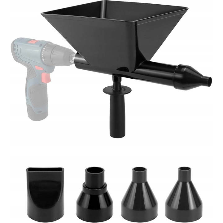 Elektromos pisztoly habarcs felviteléhez, Qwork, 5 fúvóka, fekete, készlet