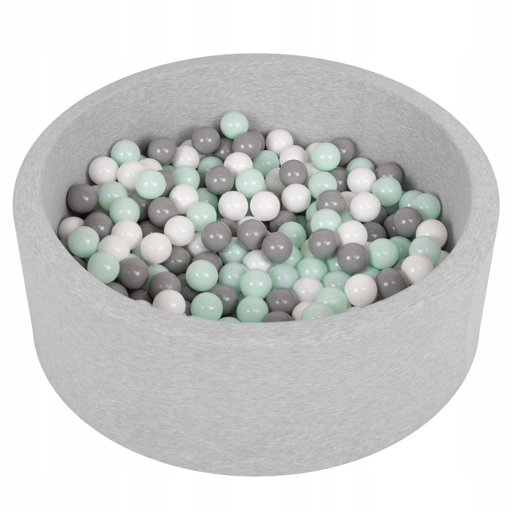 Bazin de joaca rotund cu bile Selonis, 90x30cm, 300 bile, jasnosar:alb-gri-minta
