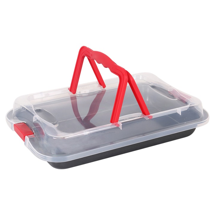 Tava de prăjituri MULTI CASA, plastic și inox, negru, 36x23x4.5cm