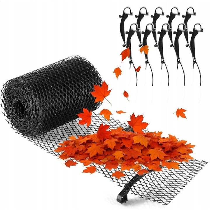 Set plasa de protectie pentru jgheaburi, 8m, fara marca