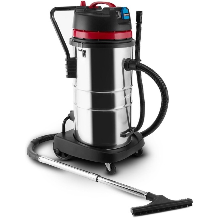 Aspirator industrial Klarstein Cleanroom, 60 L, 2000 W, Filtru HEPA, Argintiu-Rosu