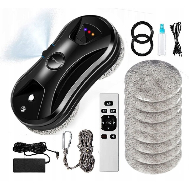 Робот за почистване на прозорци, 90W, 8 микрофибърни четки, пълен комплект