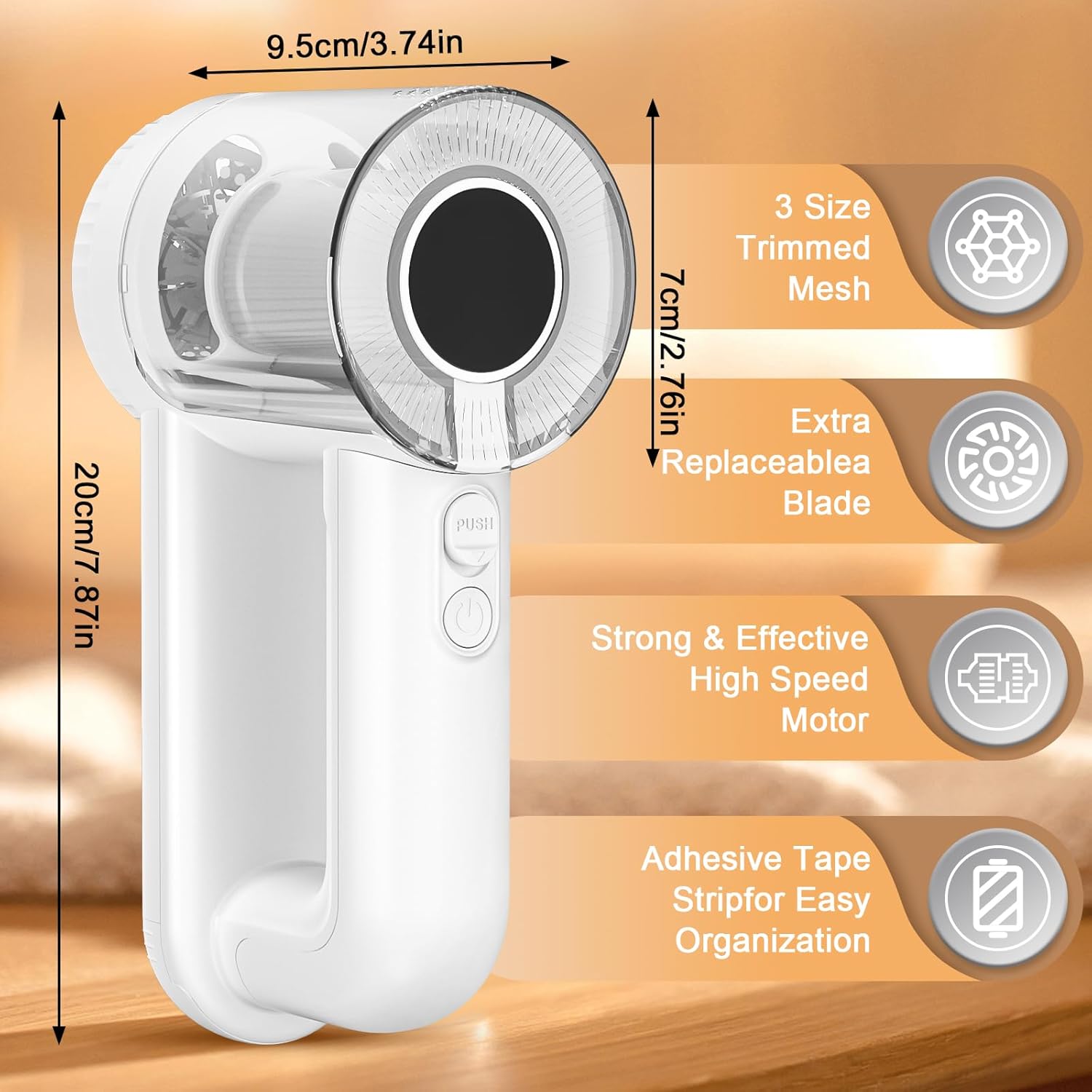 Aparat de curatat scame EYUSALL, Viteza a treia, 1800mAh, Cu perie, Potrivit pentru pulovere, imbracaminte, mobila, paturi, Alb