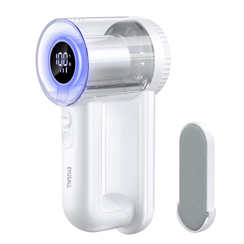 Aparat de curatat scame EYUSALL, Viteza a treia, 1800mAh, Cu perie, Potrivit pentru pulovere, imbracaminte, mobila, paturi, Alb