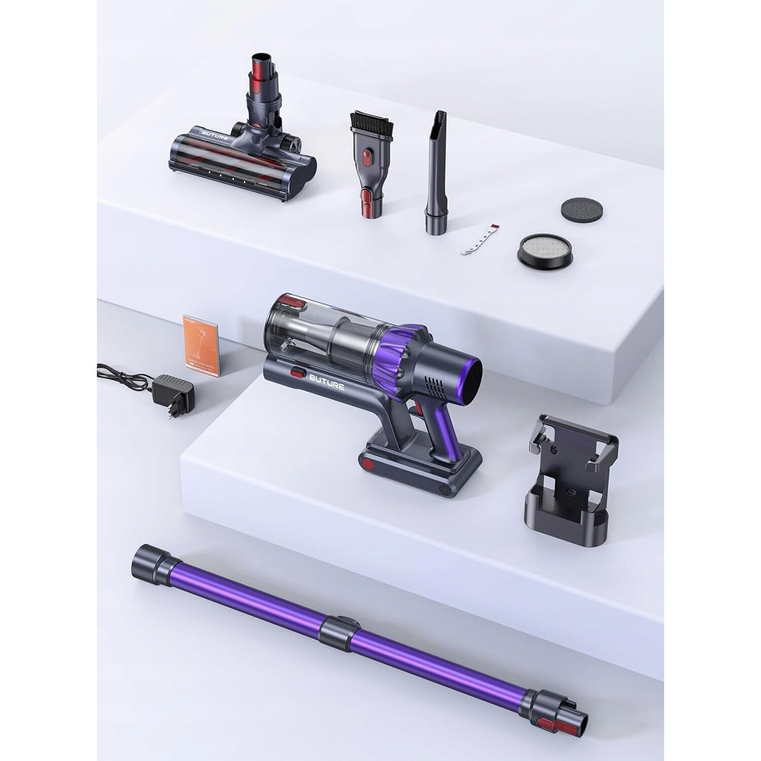Aspirator vertical fara fir Buture, motor fara perii 450W, putere de aspiratie 38Kpa, 1,5L, 2,5kg