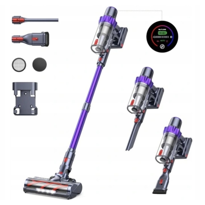 Aspirator vertical fara fir Buture, motor fara perii 450W, putere de aspiratie 38Kpa, 1,5L, 2,5kg