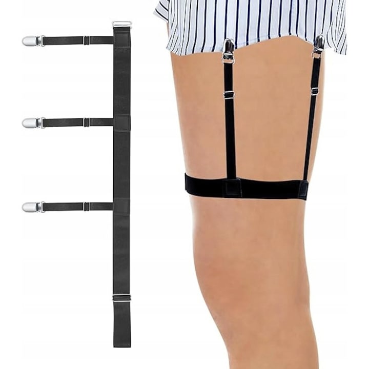 Мъжки тиранти, Gaomoeny, комплект 2 броя, еластични, черни, 30см