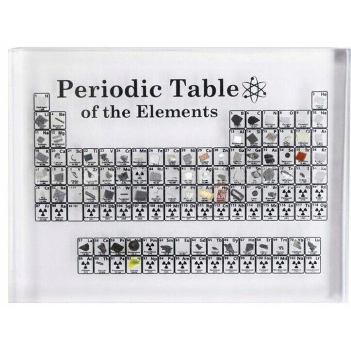 Tabla periodica acrilica, 83 probe elemente, 150x114x20mm, set educativ