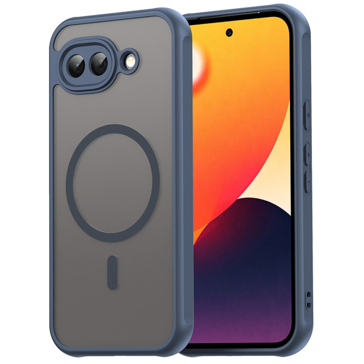 Husa pentru Google Pixel 10a Comari® Pulse, compatibila MagSafe, protectie avansata, laterale ranforsate, finisaj mat translucid antiamprenta, Albastru