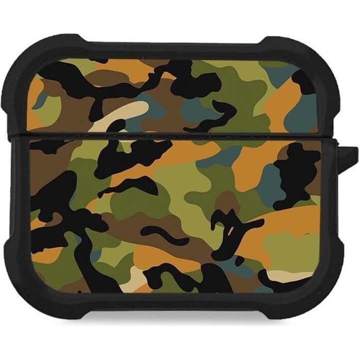 Sonique Theke Silikone Camouflage Army Series pentru AirPods Pro/Pro 2, verde, antiderapant, rezistent la zgarieturi