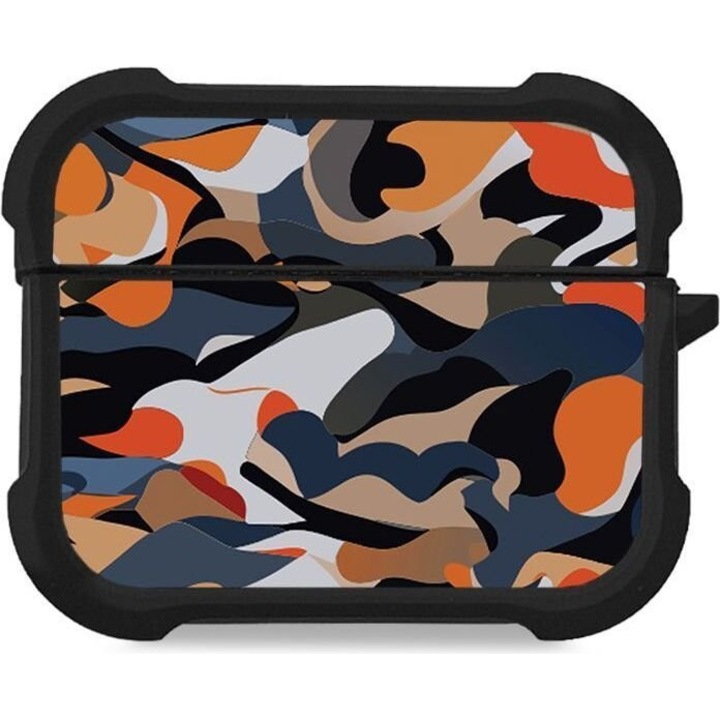 Sonique Theke Silikone Camouflage Army Series pentru AirPods Pro/Pro 2, portocalie, protectie antisoc, design modern