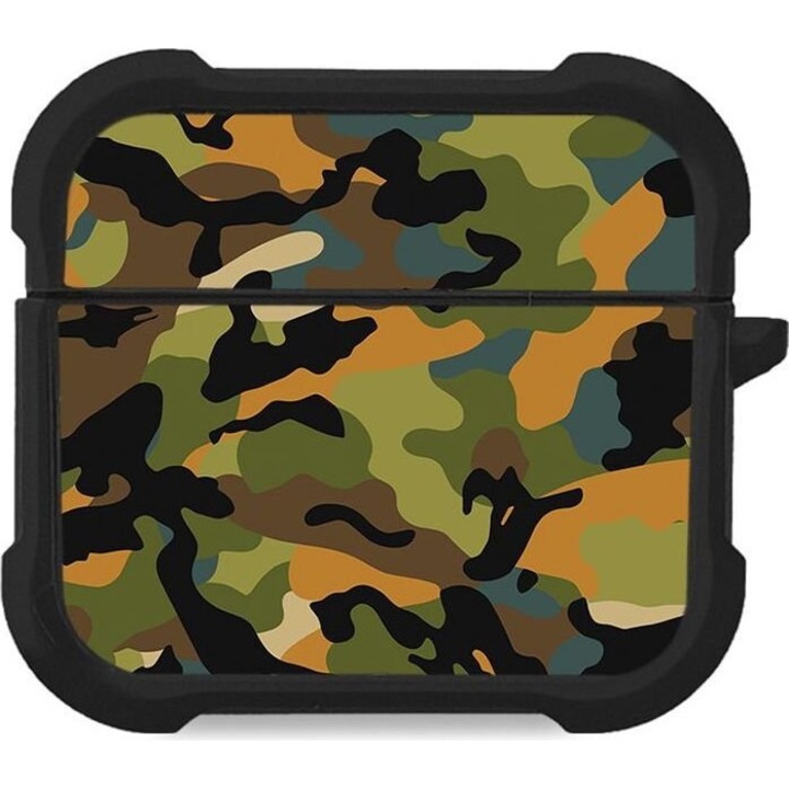 Sonique Theke Silikone Camouflage Army Series pentru AirPods 3, protectie antisoc, verde, dimensiuni standard