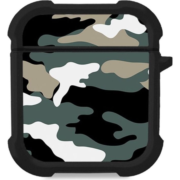 Sonique Husa Silicon Camouflage Army pentru AirPods 1/2, protectie antisoc, design modern, multicolor