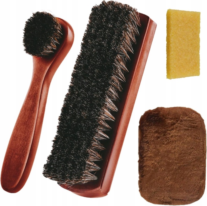 Set 4 perii de polerare pentru incaltaminte din par de cal, maro