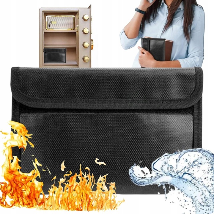 Torba documente, Baosroy, neagra, rezistenta la foc si apa, dimensiuni variate