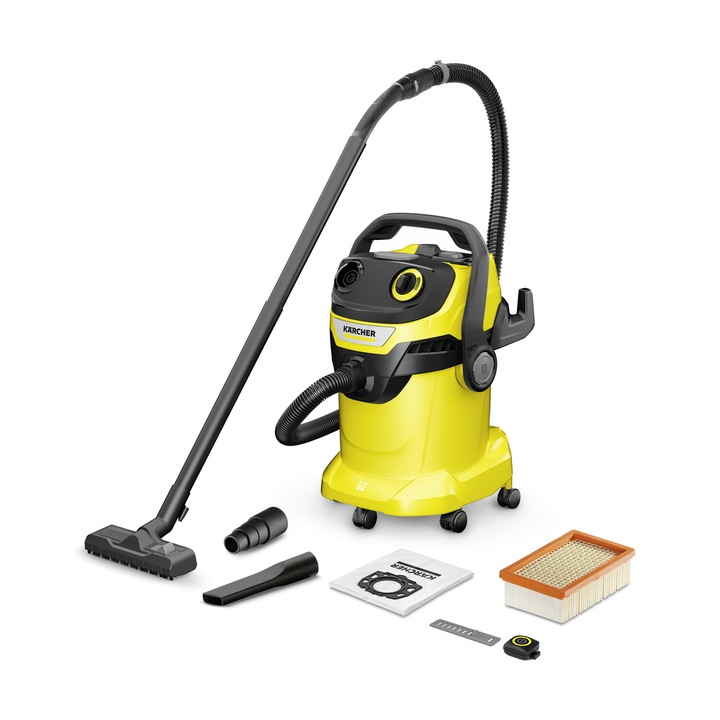 Aspirator Karcher WD 5 Control 25/5/22, Umed/Uscat, 260 mbar, recipient 25 L Galben/Negru