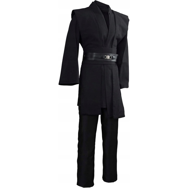 Costum Jedi Anakin Skywalker Star Wars, negru, set cu tunica, pantaloni si curea, marimea XL
