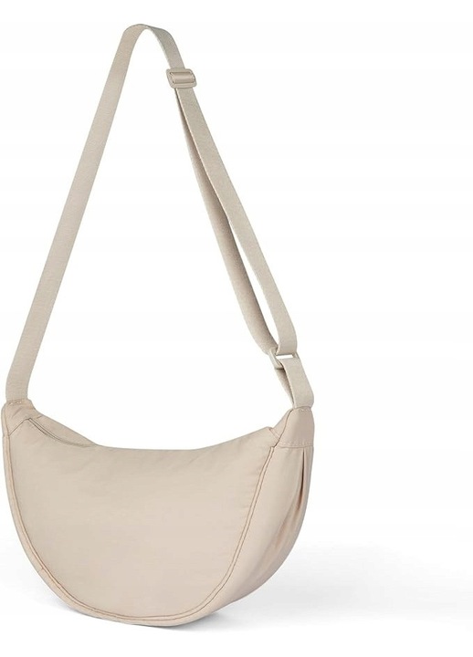 Női válltáska, bézs, nylon, modern design, praktikus, tágas